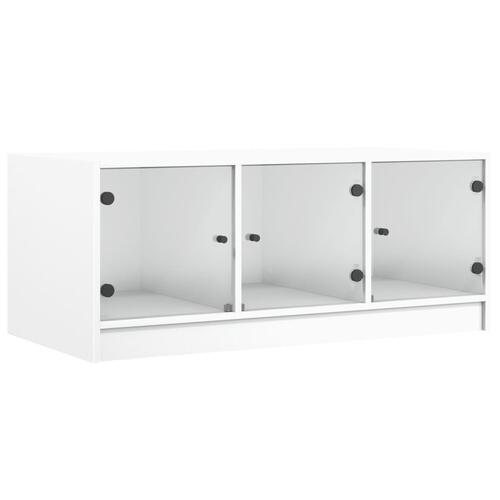 Sofabord med glaslåger 102x50x42 cm hvid
