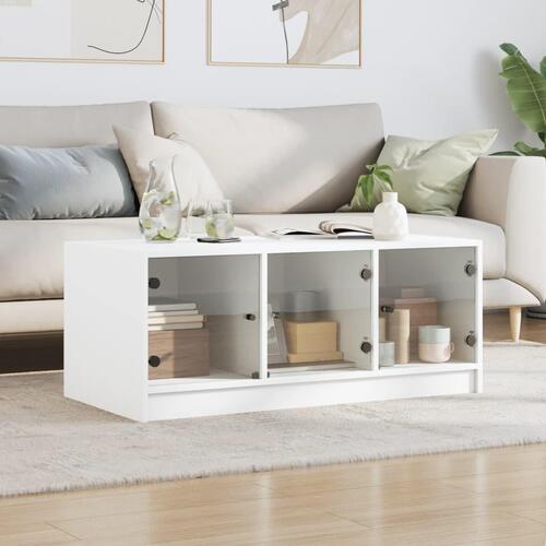 Sofabord med glaslåger 102x50x42 cm hvid