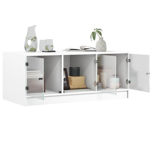 Sofabord med glaslåger 102x50x42 cm hvid
