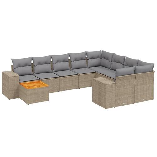 Sofasæt til haven 11 dele med hynder polyrattan beige