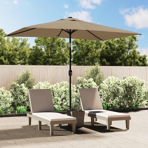 Udendørs parasol med metalstang 300 x 200 cm gråbrun