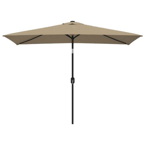 Udendørs parasol med metalstang 300 x 200 cm gråbrun