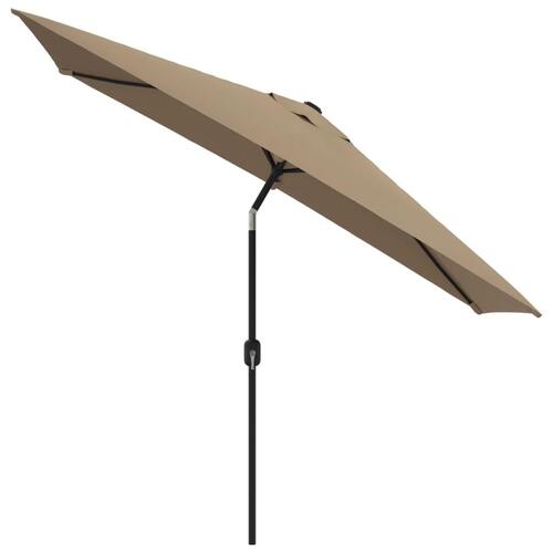 Udendørs parasol med metalstang 300 x 200 cm gråbrun