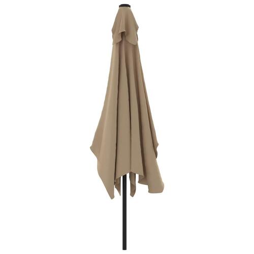 Udendørs parasol med metalstang 300 x 200 cm gråbrun