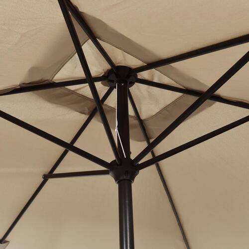 Udendørs parasol med metalstang 300 x 200 cm gråbrun