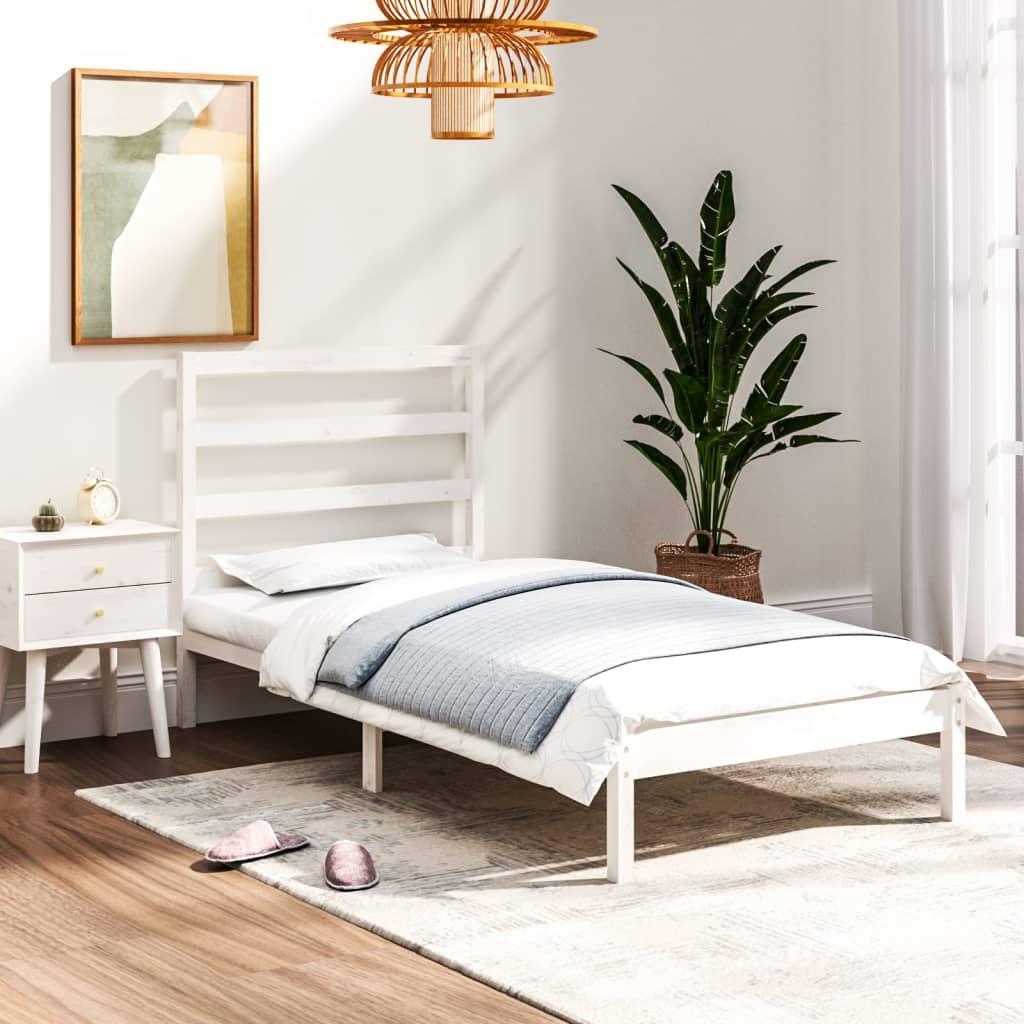 Sengeramme 75x190 cm Small Single massivt træ hvid