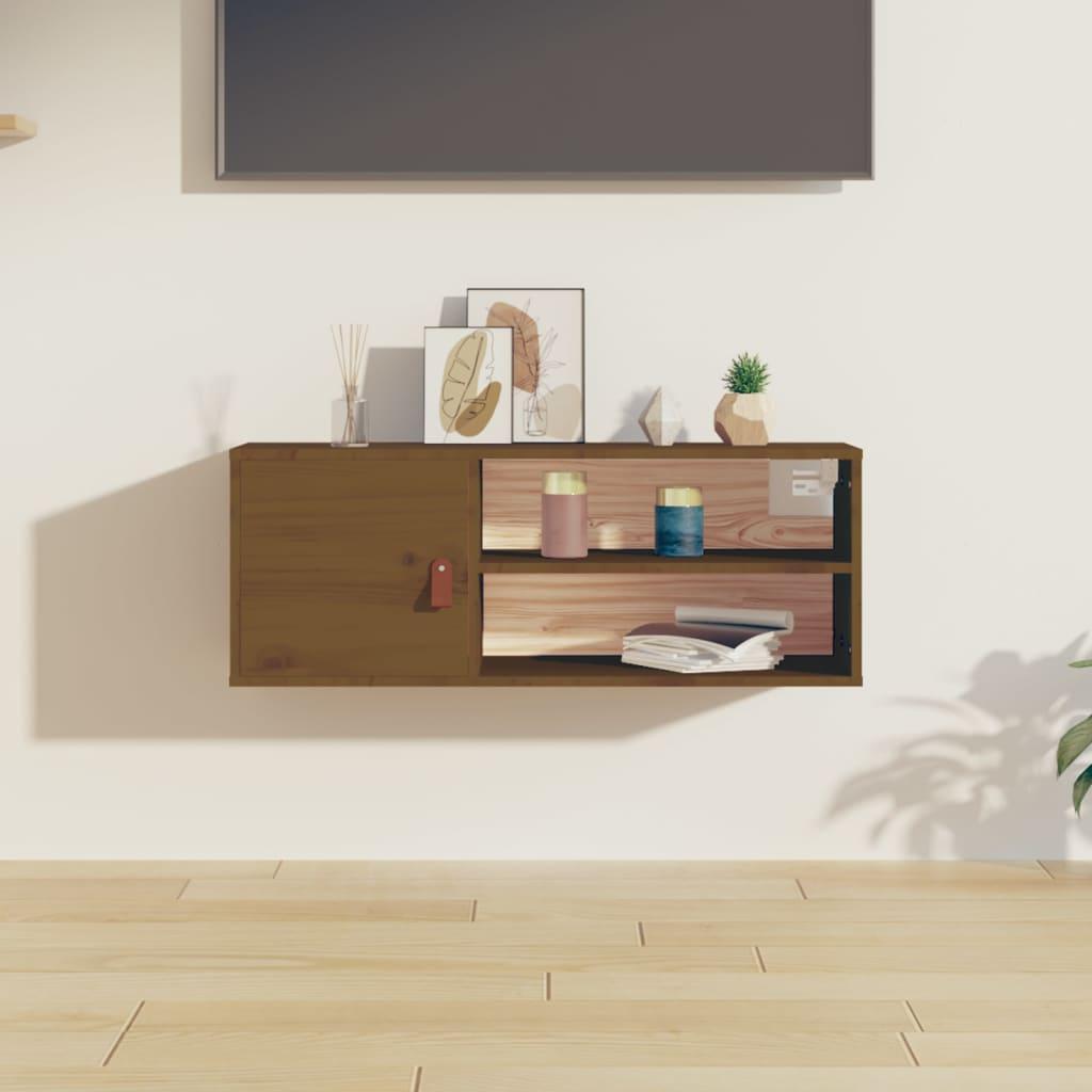 Vægskab 80x30x30 cm massivt fyrretræ gyldenbrun