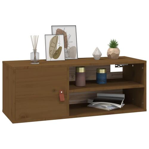 Vægskab 80x30x30 cm massivt fyrretræ gyldenbrun