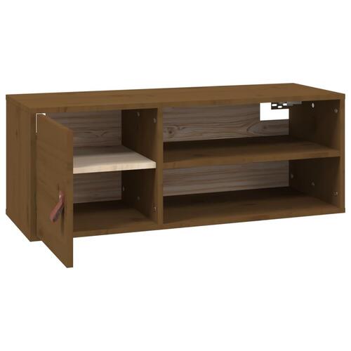 Vægskab 80x30x30 cm massivt fyrretræ gyldenbrun