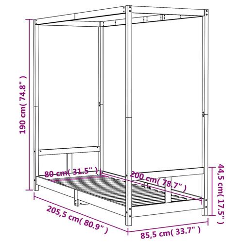 Sengeramme til juniorseng 80x200 cm massivt fyrretræ