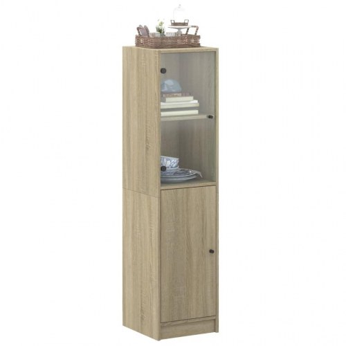 Højskab med glaslåge 35 x 37 x 142 cm - sonoma-eg