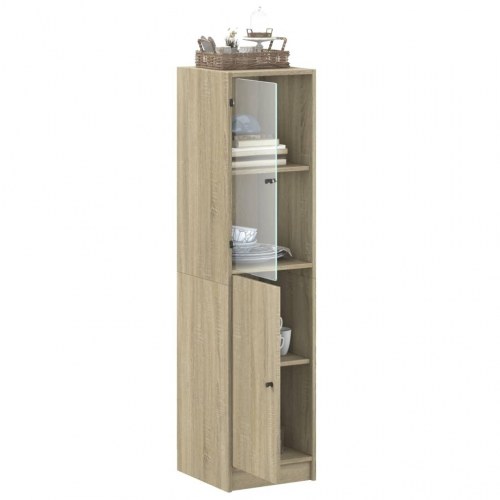 Højskab med glaslåge 35 x 37 x 142 cm - sonoma-eg