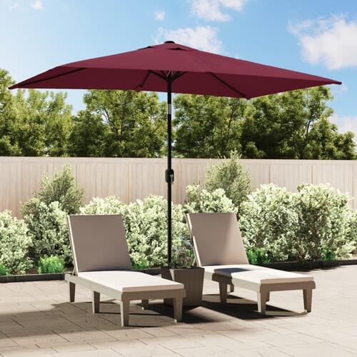 Udendørs parasol med metalstang 300 x 200 cm bordeauxrød