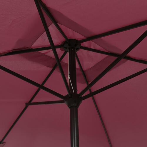 Udendørs parasol med metalstang 300 x 200 cm bordeauxrød