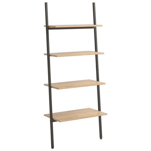 Stigereol med 4 hylder 64x34x150,5 cm lysebrun og sort