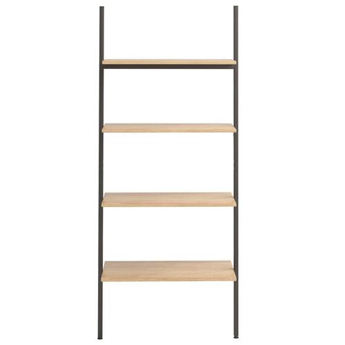 Stigereol med 4 hylder 64x34x150,5 cm lysebrun og sort