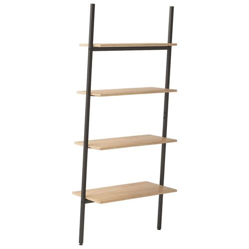 Stigereol med 4 hylder 64x34x150,5 cm lysebrun og sort