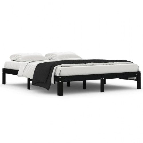 Sengeramme 160x200 cm massivt fyrretræ sort