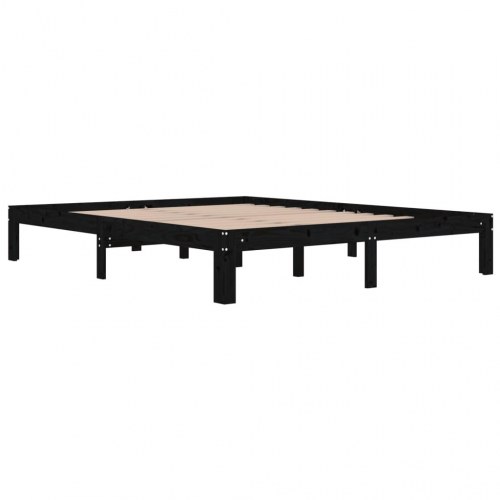 Sengeramme 160x200 cm massivt fyrretræ sort