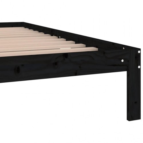 Sengeramme 160x200 cm massivt fyrretræ sort