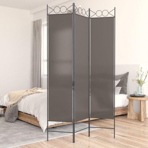 3-panels rumdeler i stof - 120×220 cm, antracitgrå