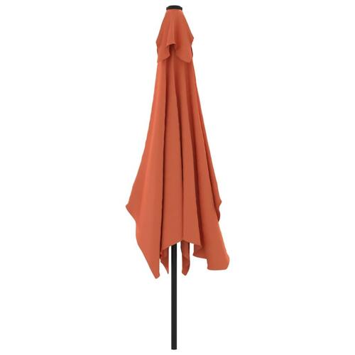 Udendørs parasol med metalstang 300 x 200 cm terracottafarvet