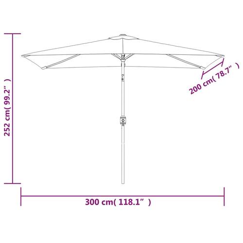 Udendørs parasol med metalstang 300 x 200 cm terracottafarvet