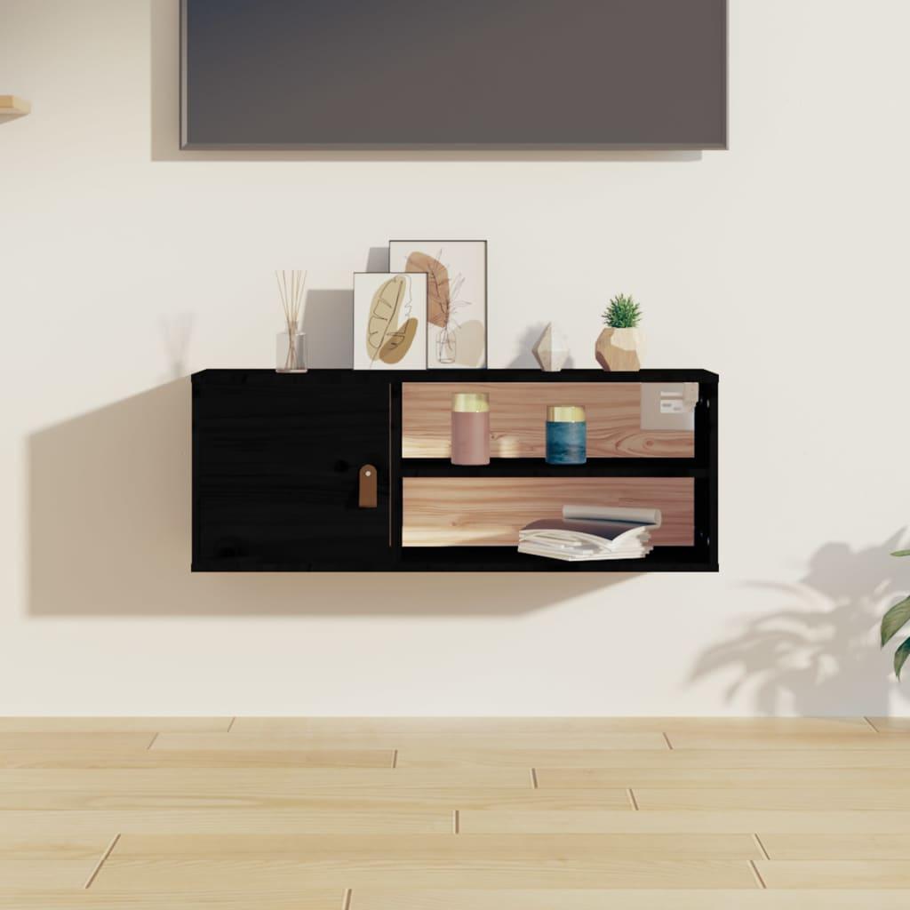 Vægskab 80x30x30 cm massivt fyrretræ sort
