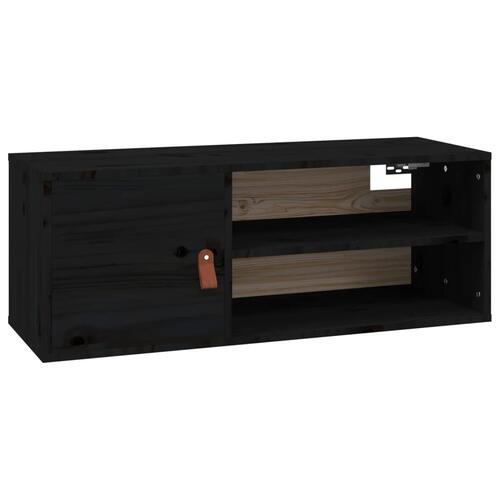 Vægskab 80x30x30 cm massivt fyrretræ sort