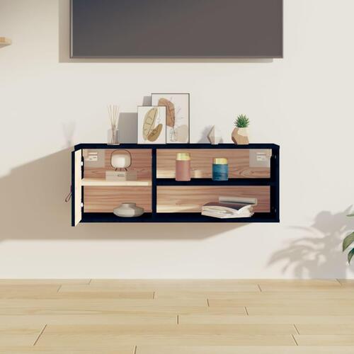 Vægskab 80x30x30 cm massivt fyrretræ sort