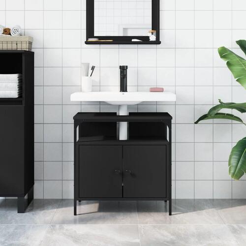 Underskab til håndvask 60x30x60 cm konstrueret træ sort