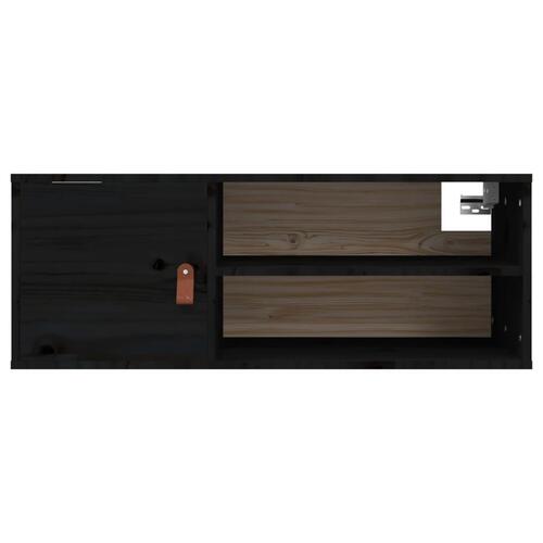 Vægskab 80x30x30 cm massivt fyrretræ sort