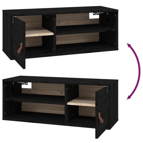 Vægskab 80x30x30 cm massivt fyrretræ sort