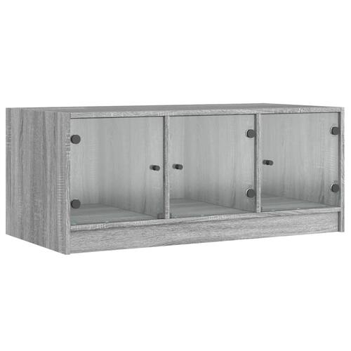 Sofabord med glaslåger 102x50x42 cm grå sonoma-eg