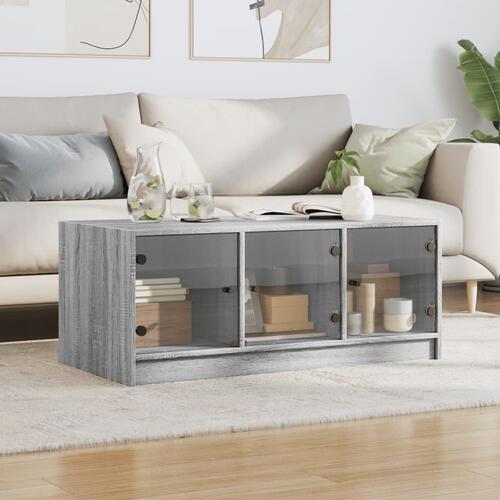 Sofabord med glaslåger 102x50x42 cm grå sonoma-eg