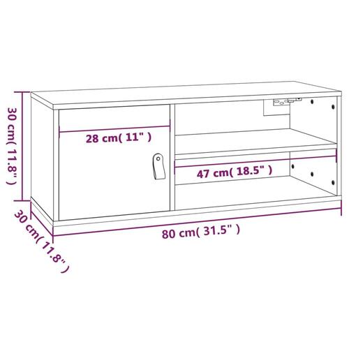 Vægskab 80x30x30 cm massivt fyrretræ sort