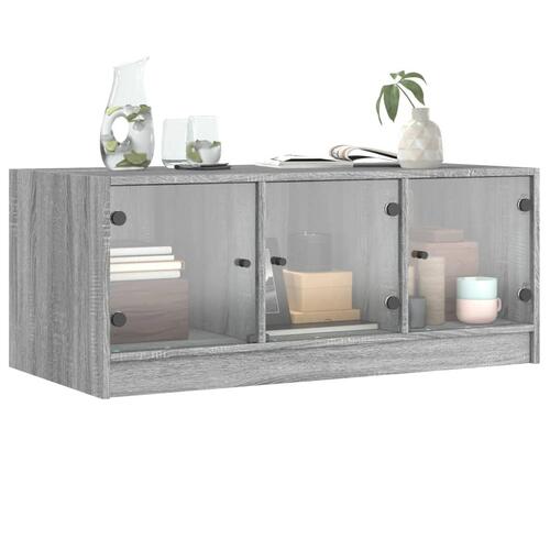 Sofabord med glaslåger 102x50x42 cm grå sonoma-eg