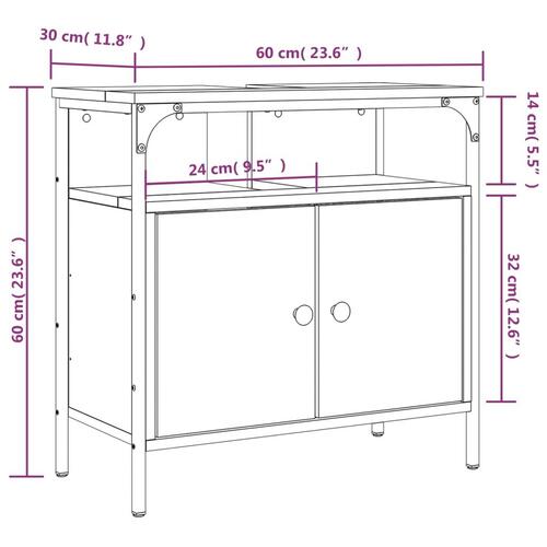 Underskab til håndvask 60x30x60 cm konstrueret træ sort