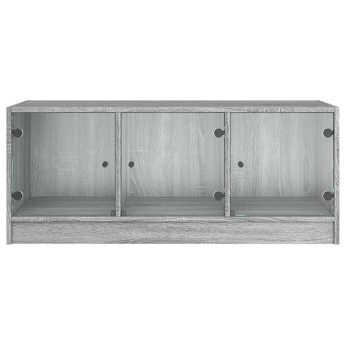 Sofabord med glaslåger 102x50x42 cm grå sonoma-eg