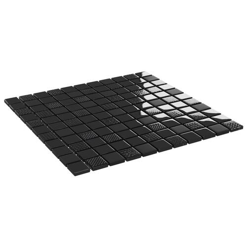 Selvklæbende mosaikfliser 11 stk. 30x30 cm glas skinnende sort