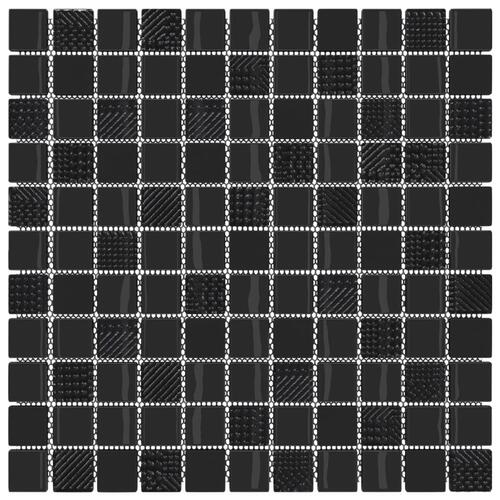 Selvklæbende mosaikfliser 11 stk. 30x30 cm glas skinnende sort