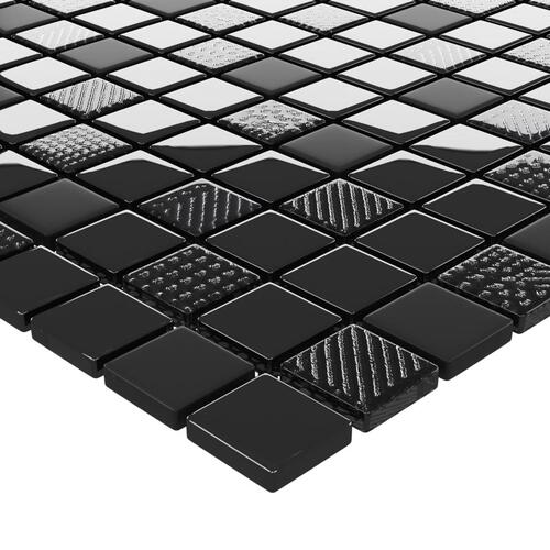 Selvklæbende mosaikfliser 11 stk. 30x30 cm glas skinnende sort