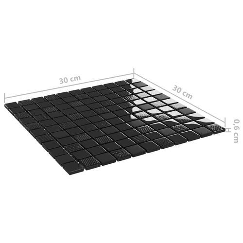 Selvklæbende mosaikfliser 11 stk. 30x30 cm glas skinnende sort