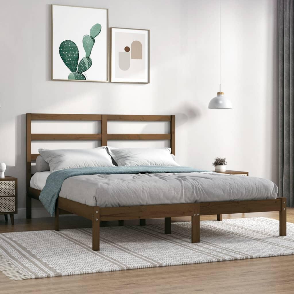 Sengeramme 120x190 cm Small Double massivt træ gyldenbrun