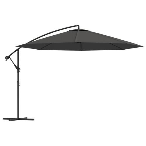 Hængeparasol med aluminiumstang 350 cm antracitgrå