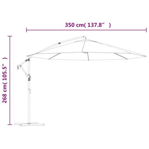 Hængeparasol med aluminiumstang 350 cm antracitgrå