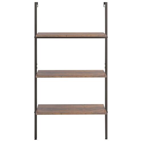 Stigereol med 3 hylder 64x35x120,5 cm mørkebrun og sort