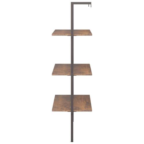 Stigereol med 3 hylder 64x35x120,5 cm mørkebrun og sort