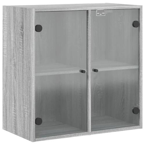 Skab med glaslåger 68x37x68,5 cm grå sonoma-eg