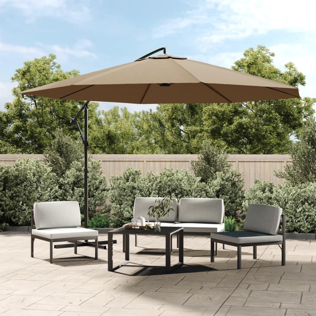 Hængeparasol med aluminiumstang 350 cm gråbrun